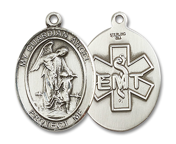 Sterling Silver Guardian Angel EMT Medal