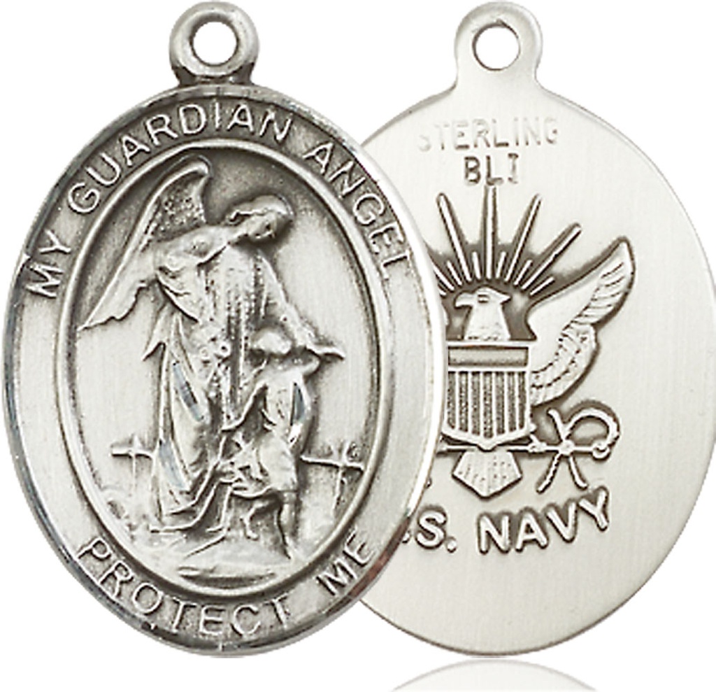 Sterling Silver Guardian Angel Navy Medal