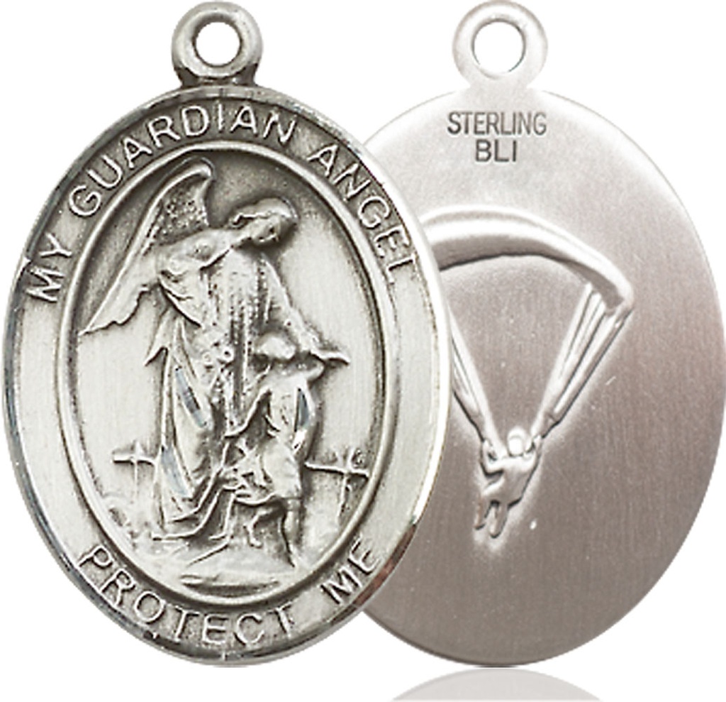 Sterling Silver Guardian Angel Paratrooper Medal