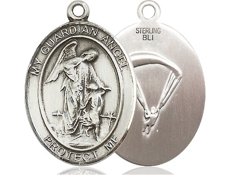 Sterling Silver Guardian Angel Paratrooper Medal