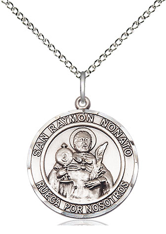 Sterling Silver San Raymon Nonato Pendant on a 18 inch Sterling Silver Light Curb chain