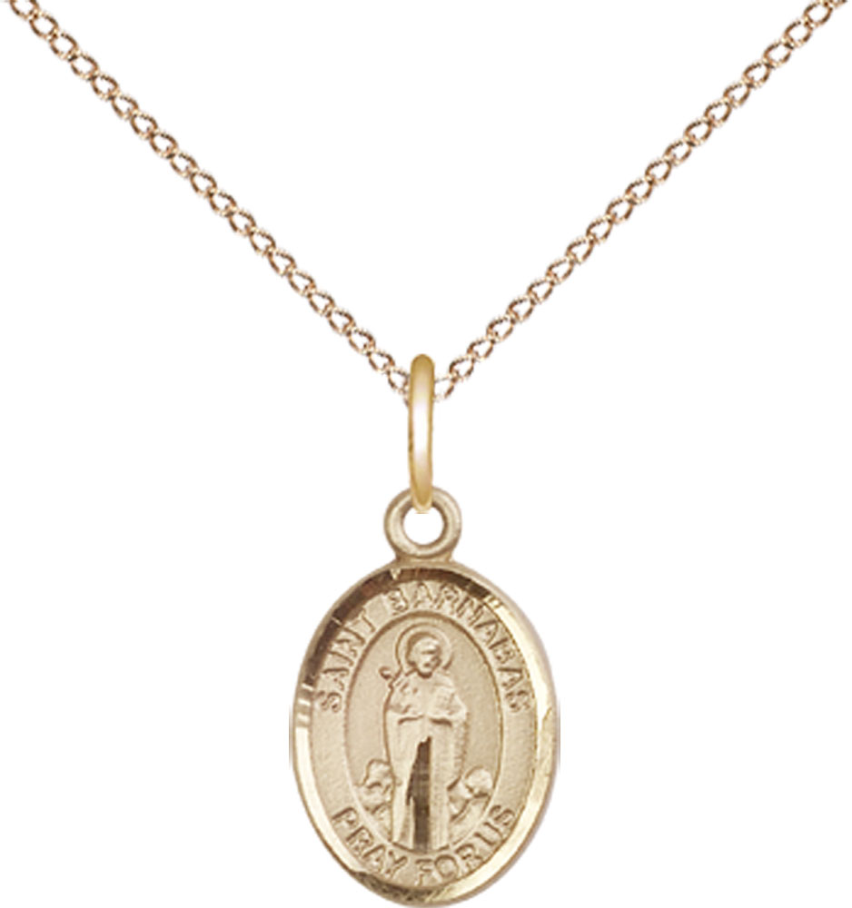 14kt Gold Filled Saint Barnabas Pendant on a 18 inch Gold Filled Light Curb chain