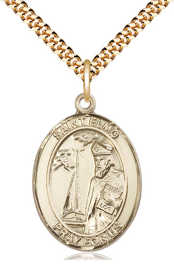 14kt Gold Filled Saint Elmo Pendant on a 24 inch Gold Plate Heavy Curb chain