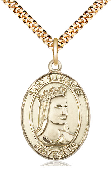 14kt Gold Filled Saint Elizabeth of Hungary Pendant on a 24 inch Gold Plate Heavy Curb chain