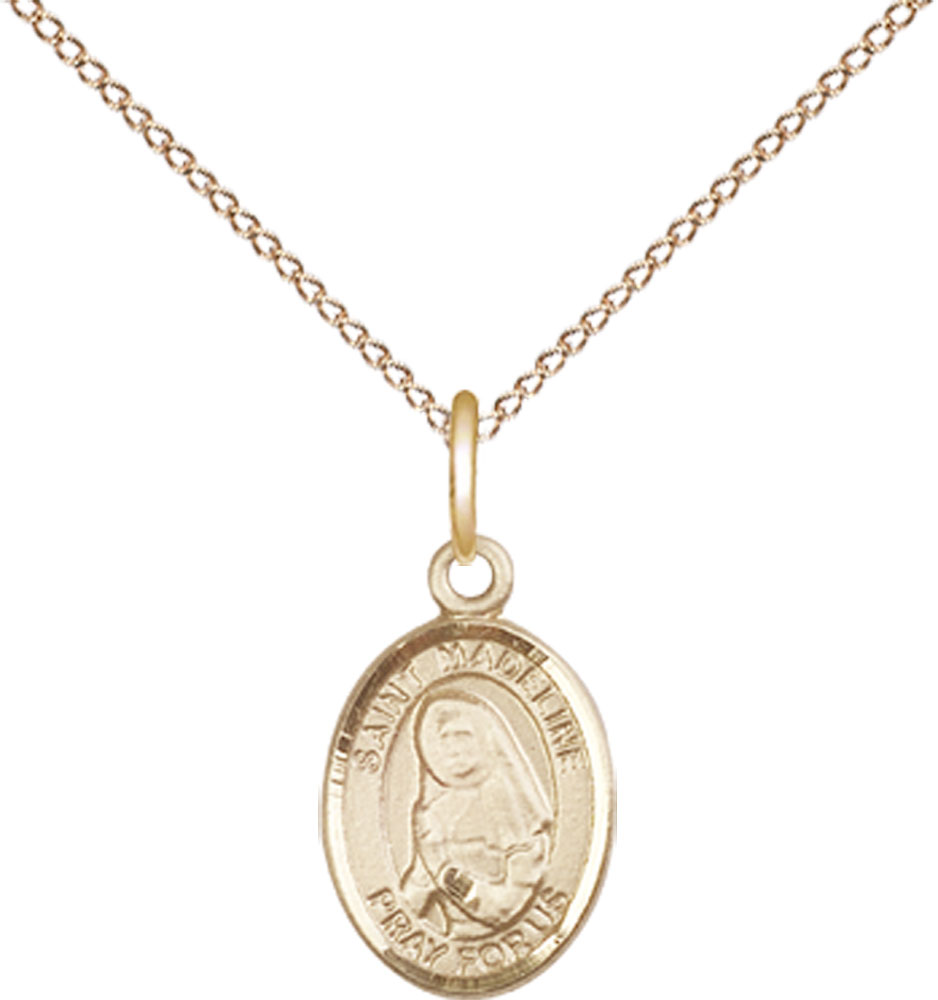 14kt Gold Filled Saint Madeline Sophie Barat Pendant on a 18 inch Gold Filled Light Curb chain