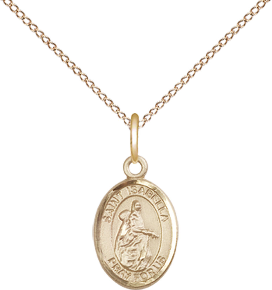 14kt Gold Filled Saint Isabella of Portugal Pendant on a 18 inch Gold Filled Light Curb chain