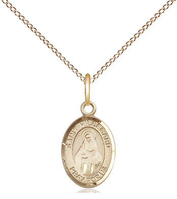 14kt Gold Filled Saint Hildegard von Bingen Pendant on a 18 inch Gold Filled Light Curb chain