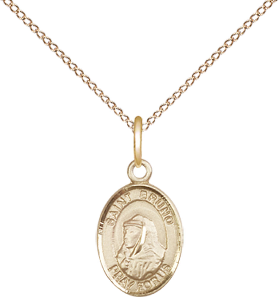 14kt Gold Filled Saint Bruno Pendant on a 18 inch Gold Filled Light Curb chain