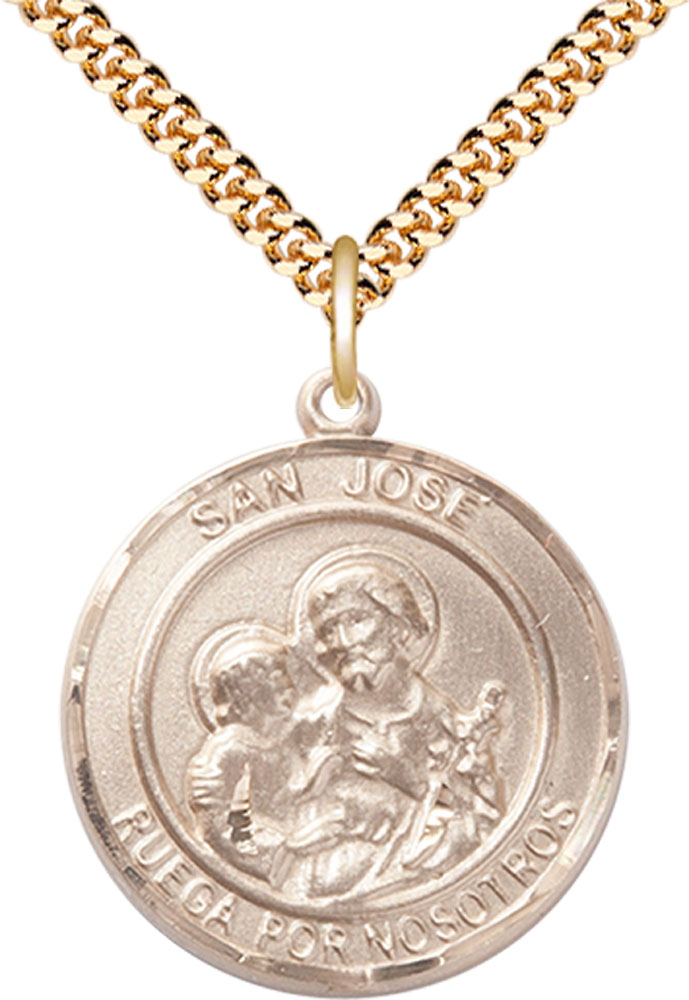 14kt Gold Filled San Jose Pendant on a 24 inch Gold Plate Heavy Curb chain