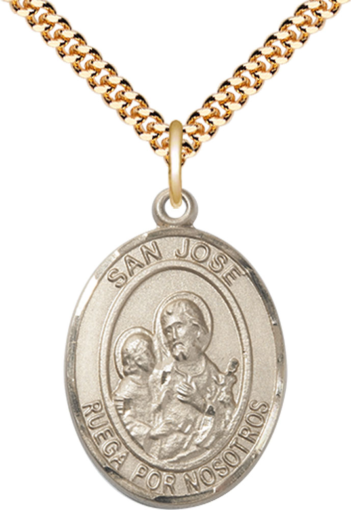 14kt Gold Filled San Jose Pendant on a 24 inch Gold Plate Heavy Curb chain