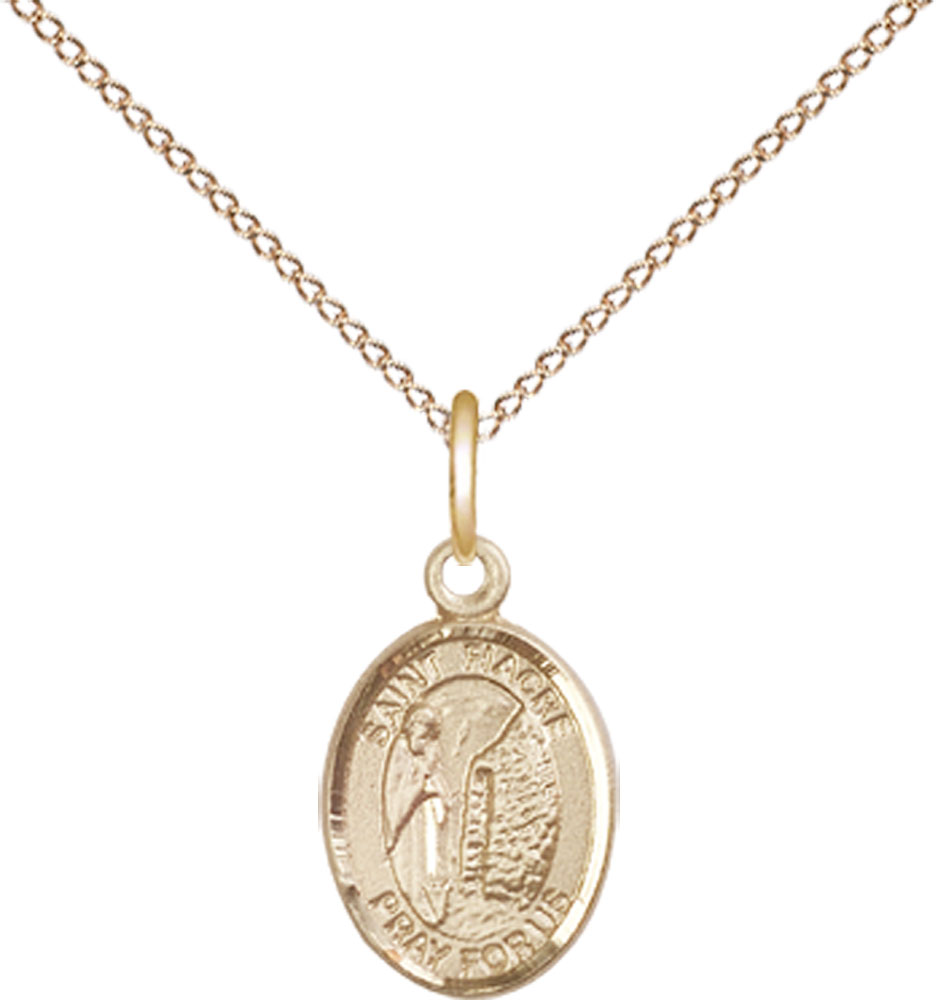 14kt Gold Filled Saint Fiacre Pendant on a 18 inch Gold Filled Light Curb chain