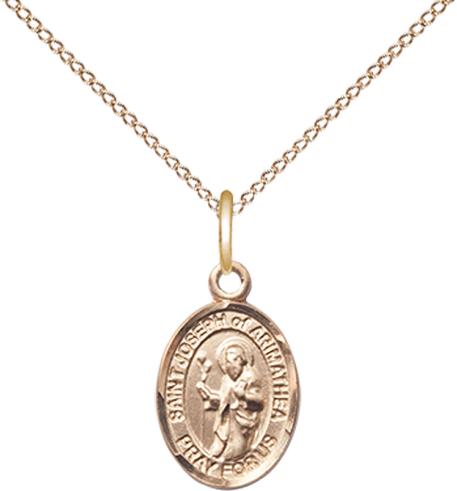 14kt Gold Filled Saint Joseph of Arimathea Pendant on a 18 inch Gold Filled Light Curb chain