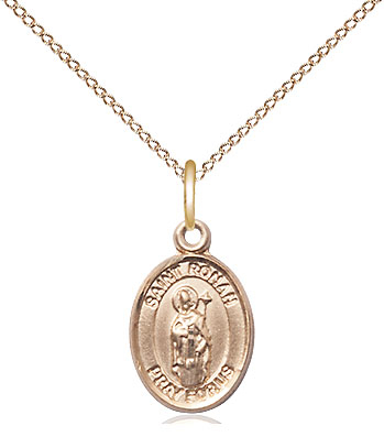 14kt Gold Filled Saint Ronan Pendant on a 18 inch Gold Filled Light Curb chain