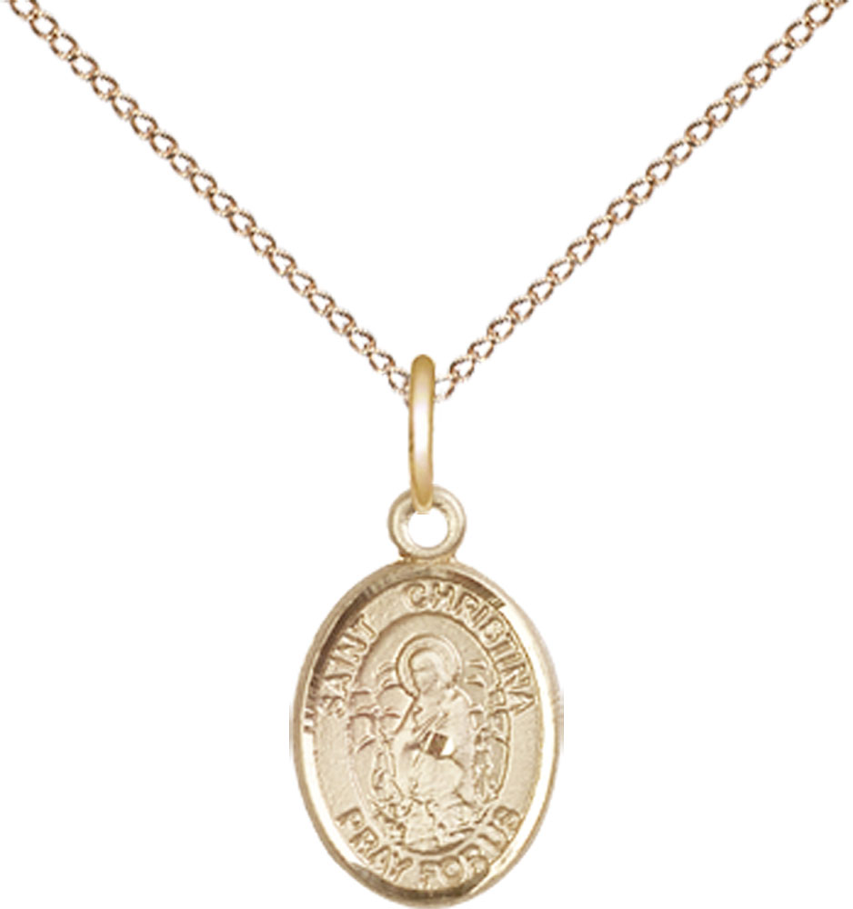 14kt Gold Filled Saint Christina the Astonishing Pendant on a 18 inch Gold Filled Light Curb chain