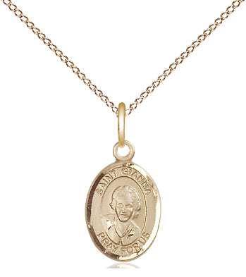 14kt Gold Filled Saint Gianna Pendant on a 18 inch Gold Filled Light Curb chain