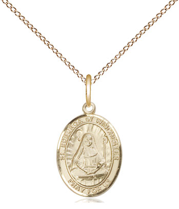 14kt Gold Filled Saint Edburga of Winchester Pendant on a 18 inch Gold Filled Light Curb chain