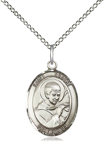 Sterling Silver Saint Robert Bellarmine Pendant on a 18 inch Sterling Silver Light Curb chain