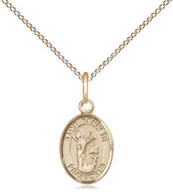 14kt Gold Filled Saint Kenneth Pendant on a 18 inch Gold Filled Light Curb chain