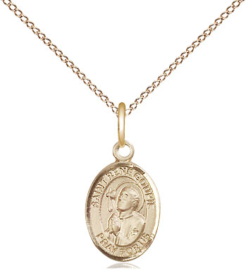 14kt Gold Filled Saint Rene Goupil Pendant on a 18 inch Gold Filled Light Curb chain