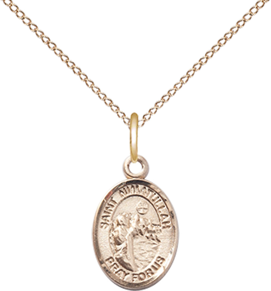 14kt Gold Filled Saint Nimatullah Pendant on a 18 inch Gold Filled Light Curb chain