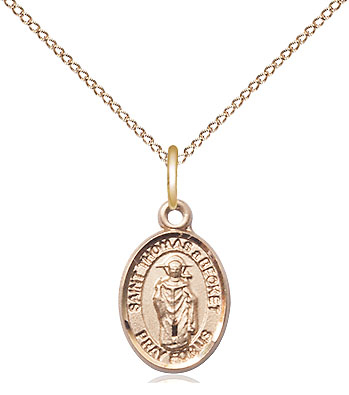 14kt Gold Filled Saint Thomas A Becket Pendant on a 18 inch Gold Filled Light Curb chain