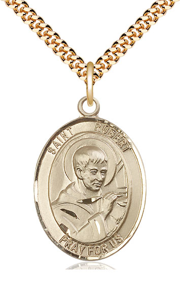 14kt Gold Filled Saint Robert Bellarmine Pendant on a 24 inch Gold Plate Heavy Curb chain