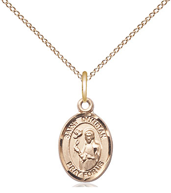 14kt Gold Filled Saint Dunstan Pendant on a 18 inch Gold Filled Light Curb chain