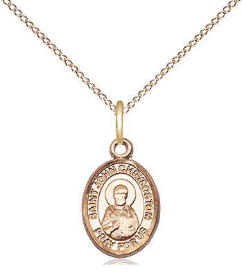 14kt Gold Filled Saint John Chrysostom Pendant on a 18 inch Gold Filled Light Curb chain