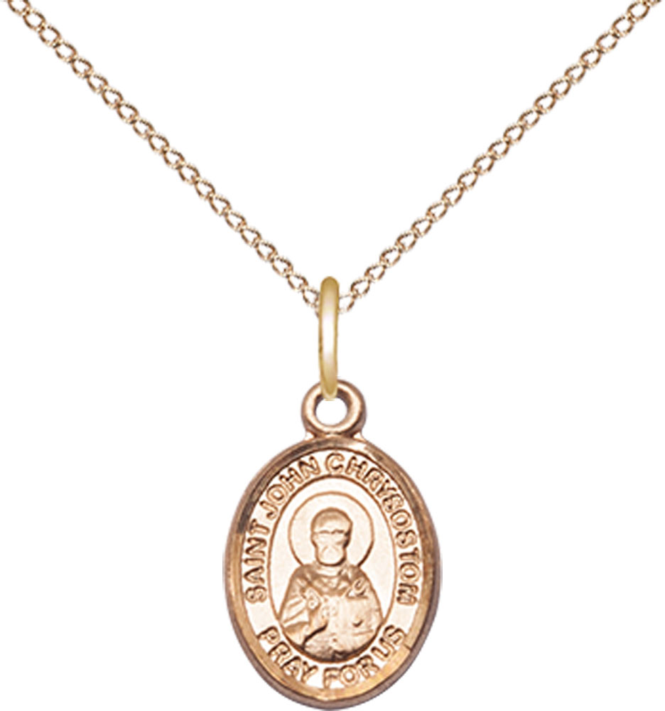 14kt Gold Filled Saint John Chrysostom Pendant on a 18 inch Gold Filled Light Curb chain