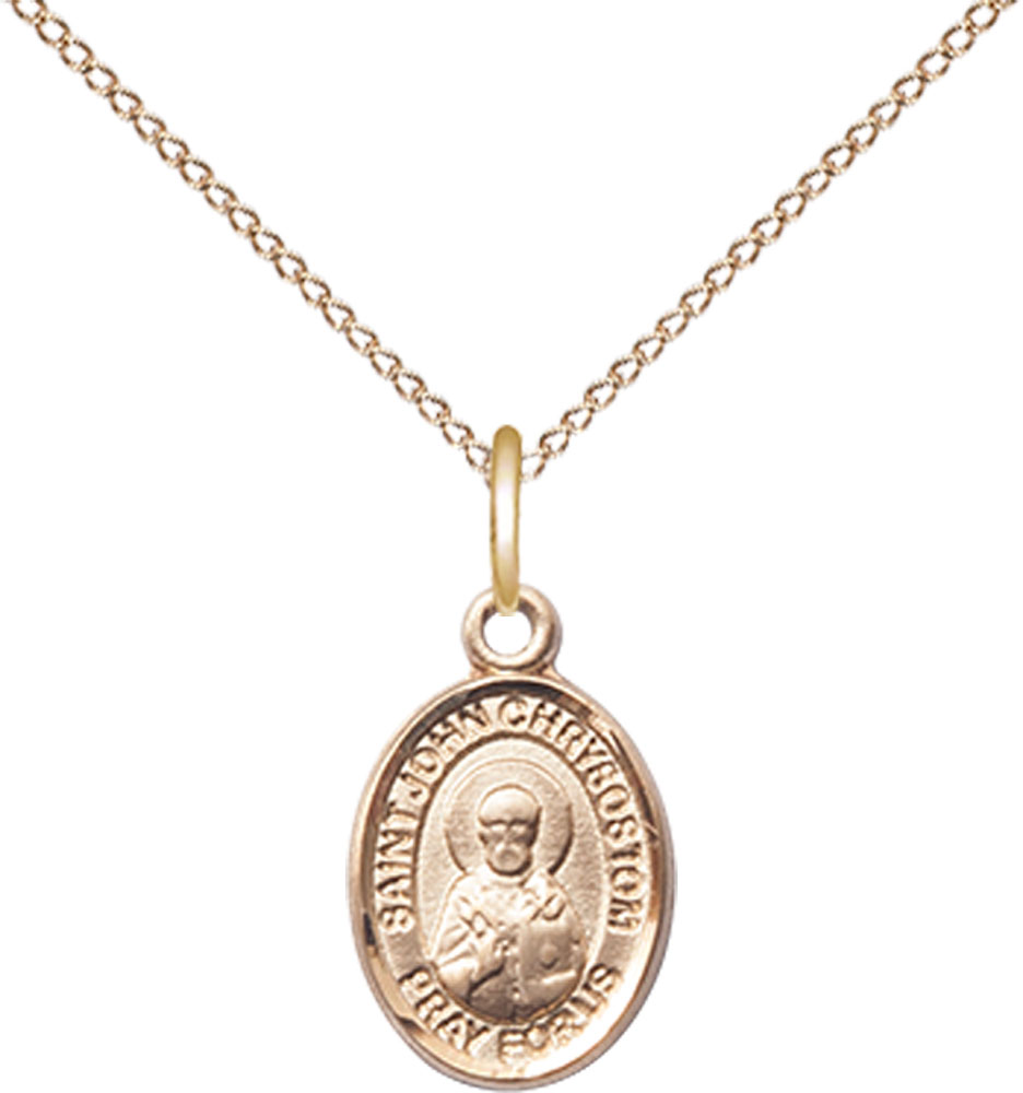 14kt Gold Filled Saint John Licci Pendant on a 18 inch Gold Filled Light Curb chain