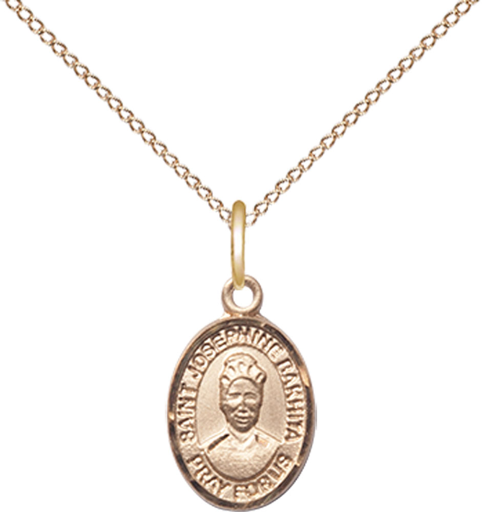 14kt Gold Filled Saint Josephine Bakhita Pendant on a 18 inch Gold Filled Light Curb chain