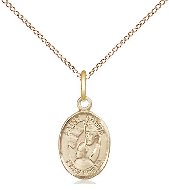 14kt Gold Filled Saint Edwin Pendant on a 18 inch Gold Filled Light Curb chain
