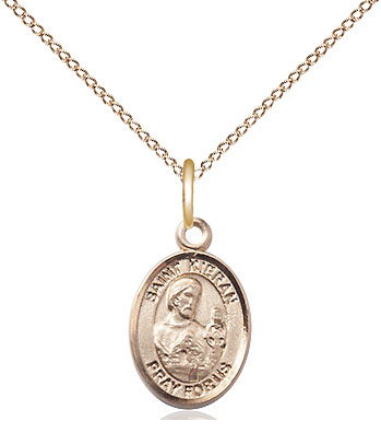14kt Gold Filled Saint Kieran Pendant on a 18 inch Gold Filled Light Curb chain