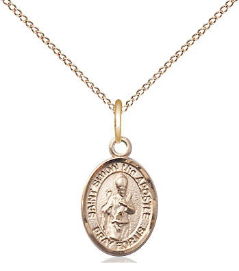 14kt Gold Filled Saint Simon Pendant on a 18 inch Gold Filled Light Curb chain