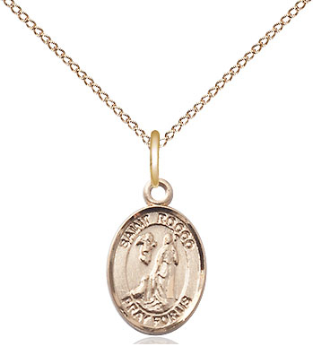 14kt Gold Filled Saint Rocco Pendant on a 18 inch Gold Filled Light Curb chain