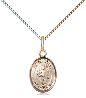 14kt Gold Filled Saint Uriel the Archangel Pendant on a 18 inch Gold Filled Light Curb chain
