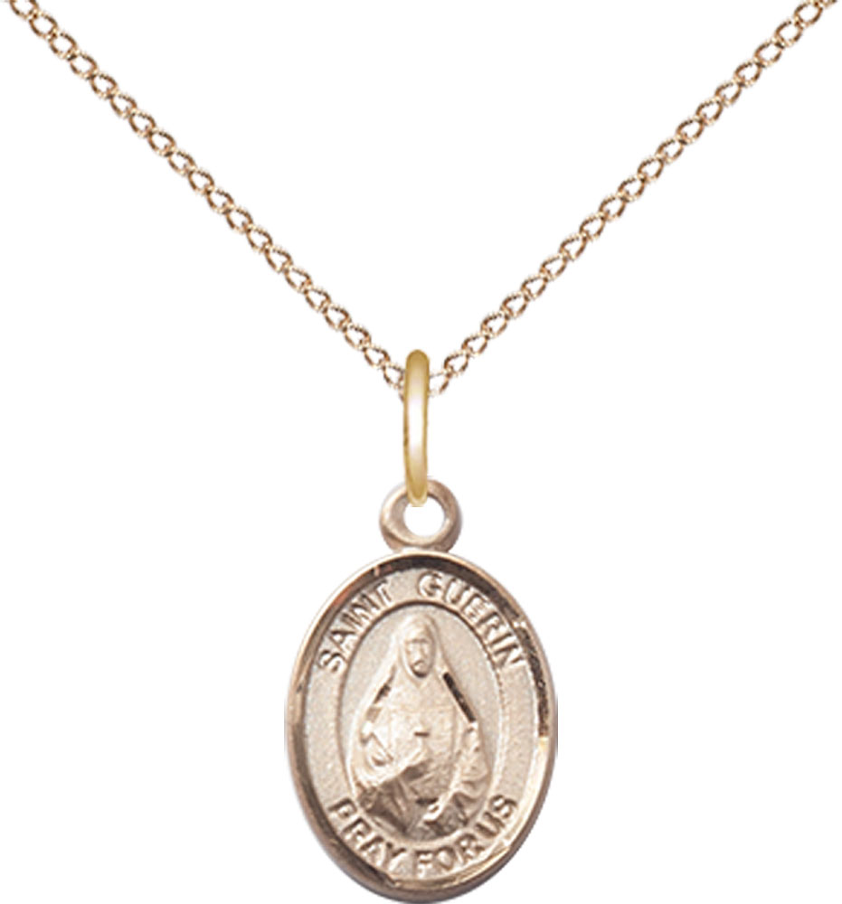 14kt Gold Filled Saint Theodora Pendant on a 18 inch Gold Filled Light Curb chain