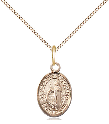 14kt Gold Filled Saint Raymond of Penafort Pendant on a 18 inch Gold Filled Light Curb chain