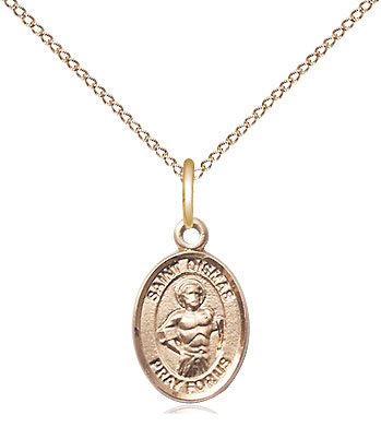 14kt Gold Filled Saint Dismas Pendant on a 18 inch Gold Filled Light Curb chain