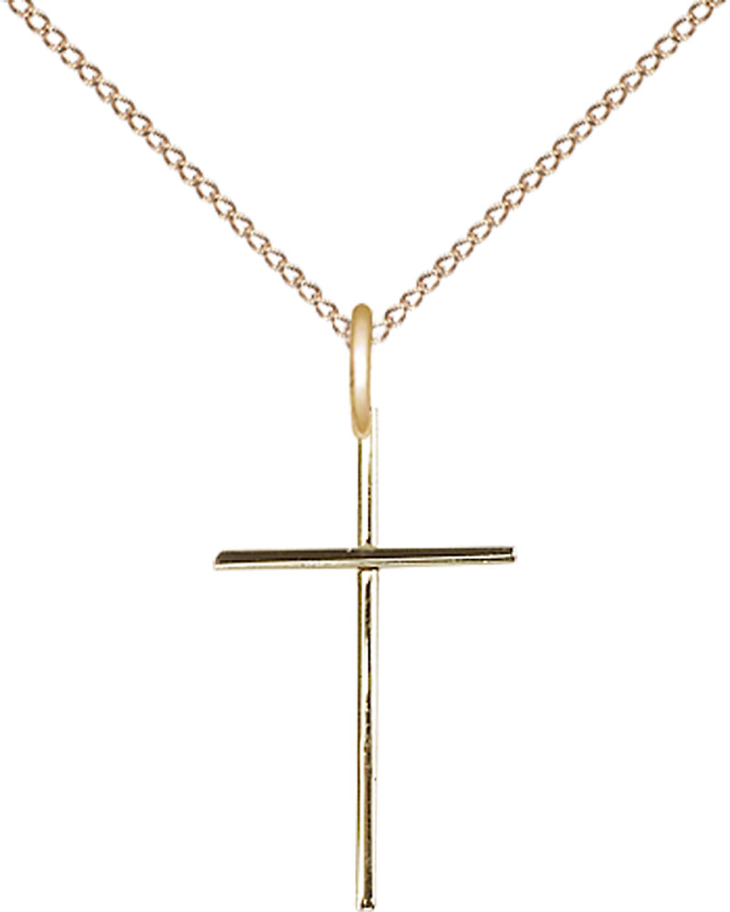 14kt Gold Filled Cross Pendant on a 18 inch Gold Filled Light Curb chain