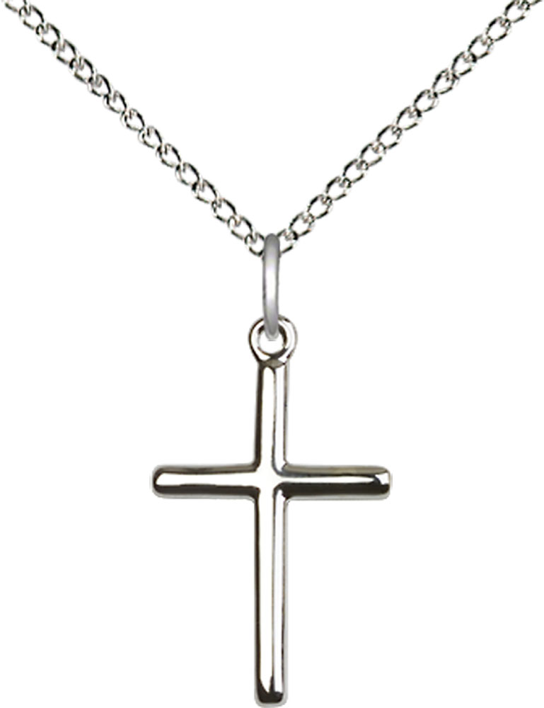 Sterling Silver Cross Pendant on a 18 inch Sterling Silver Light Curb chain