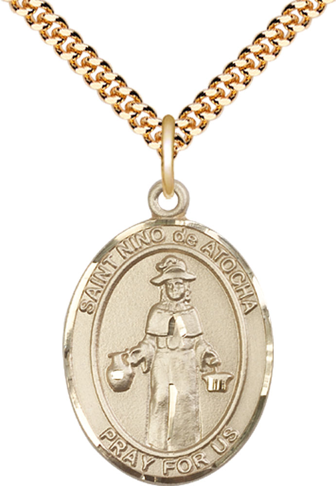 14kt Gold Filled Nino de Atocha Pendant on a 24 inch Gold Plate Heavy Curb chain