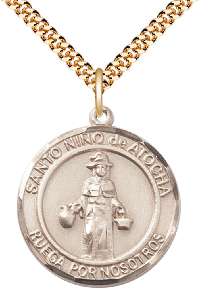 14kt Gold Filled Nino de Atocha Pendant on a 24 inch Gold Plate Heavy Curb chain