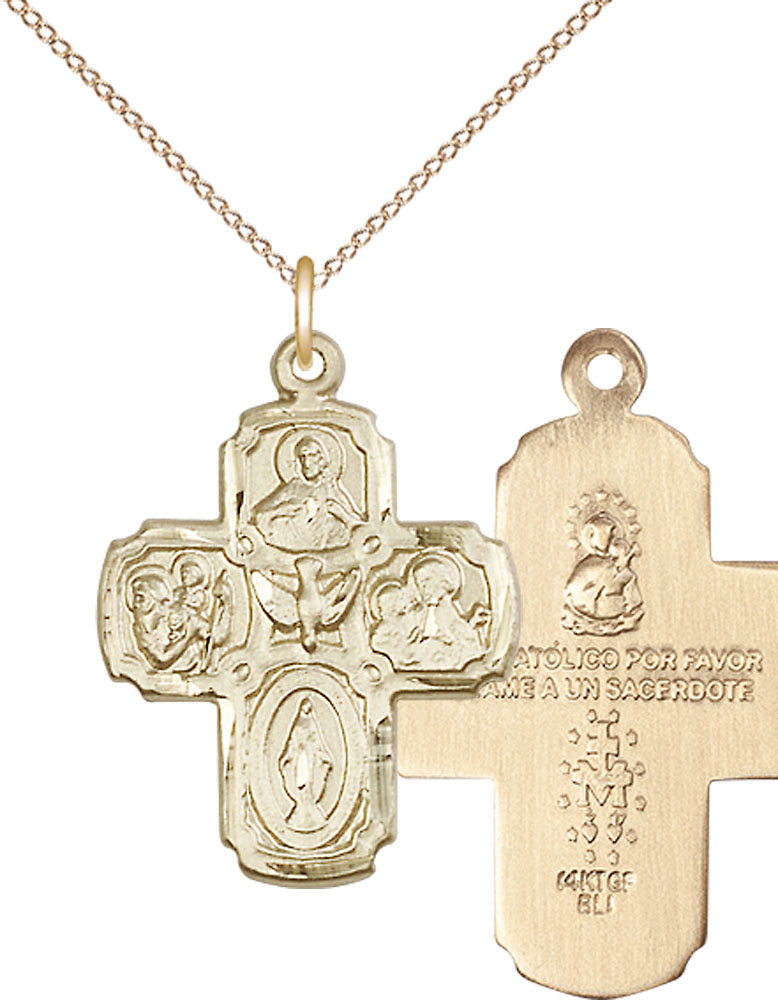 14kt Gold Filled 5-Way Pendant on a 18 inch Gold Filled Light Curb chain