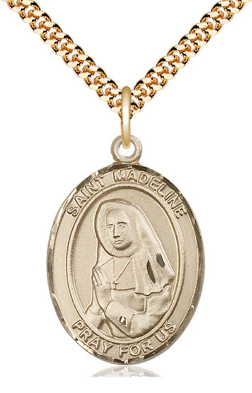 14kt Gold Filled Saint Madeline Sophie Barat Pendant on a 24 inch Gold Plate Heavy Curb chain
