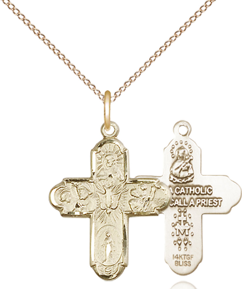 14kt Gold Filled 5-Way Pendant on a 18 inch Gold Filled Light Curb chain