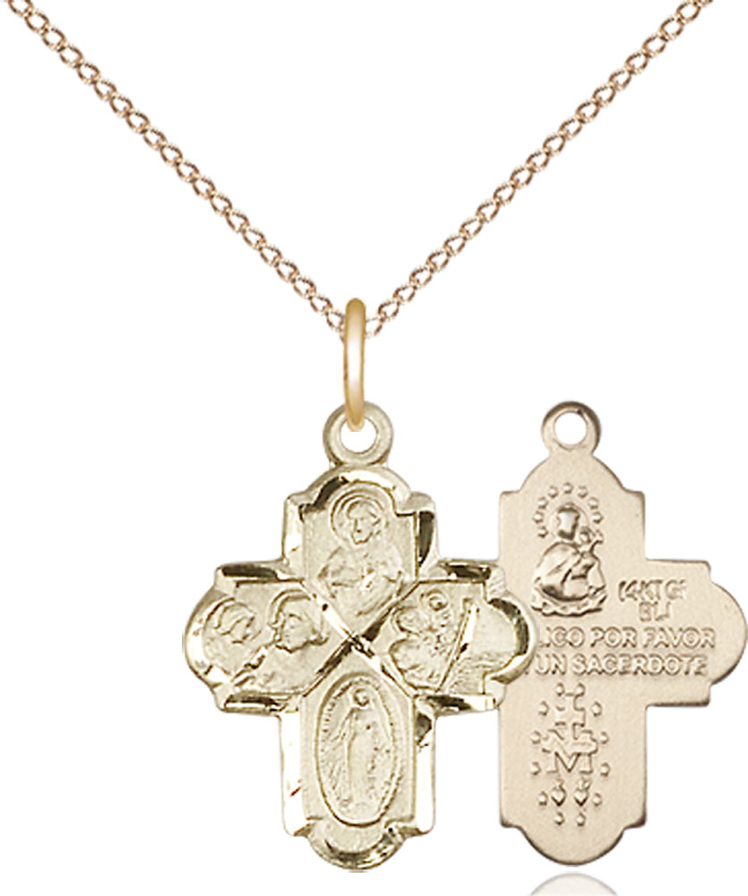 14kt Gold Filled 4-Way Pendant on a 18 inch Gold Filled Light Curb chain