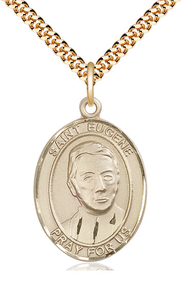 14kt Gold Filled Saint Eugene de Mazenod Pendant on a 24 inch Gold Plate Heavy Curb chain