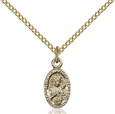 14kt Gold Filled Our Lady of Czestochowa Pendant on a 18 inch Gold Filled Light Curb chain