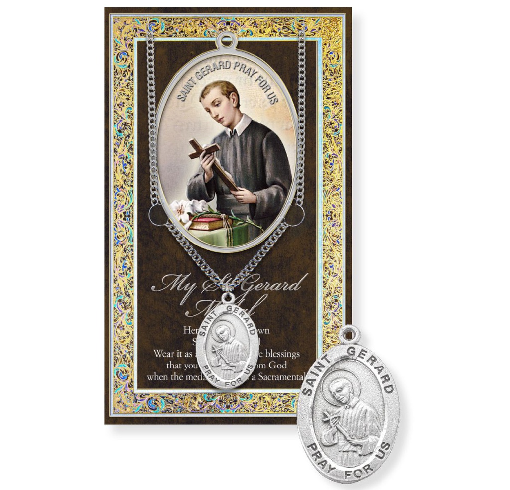 St. Gerard Pewter Medal on a 24" Chain w/Biography and Picture Folder